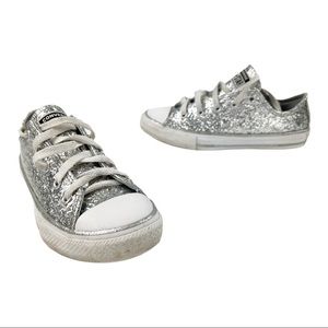 childrens silver glitter converse